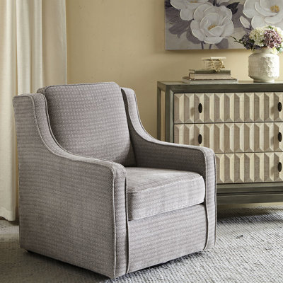 Siège pivotant à 360 degrés - Revêtement gris, structure en bois massif, mousse haute, fauteuil à base en métal noir, mélange classique et contemporain, tissu, bois, pour plus de confort