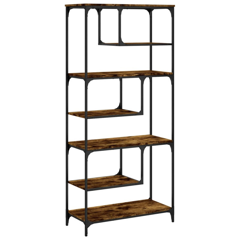Emille 176cm H x 81cm W Steel Geometric Bookcase, Smoked Oak