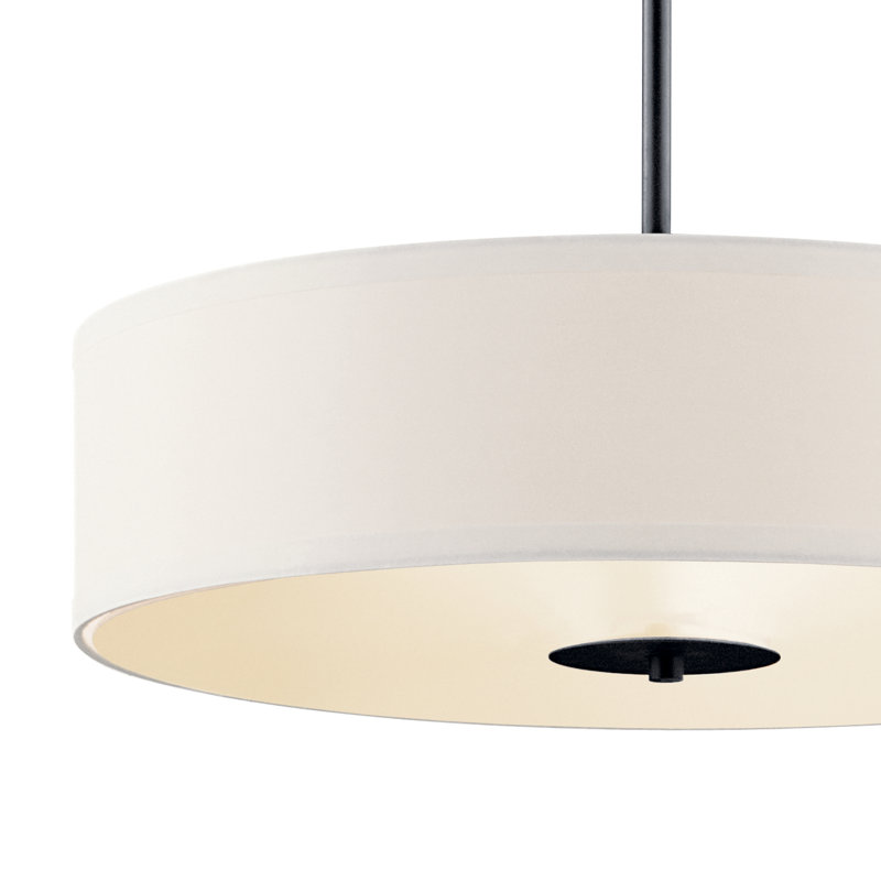 3 - Light Satin Black Drum Pendant, Black, 42" H x 24" W x 24" D