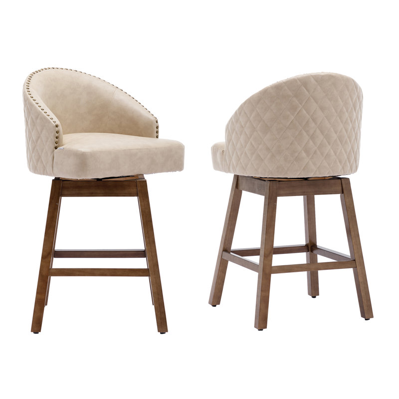 Nivelles Swivel Upholstered Counter Stool, Brown, Tan