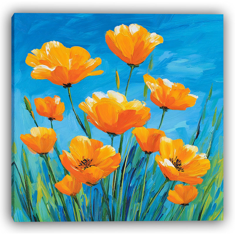 Golden Petal Dance - Art mural sur toile tendue, H 40 po x l 40 po