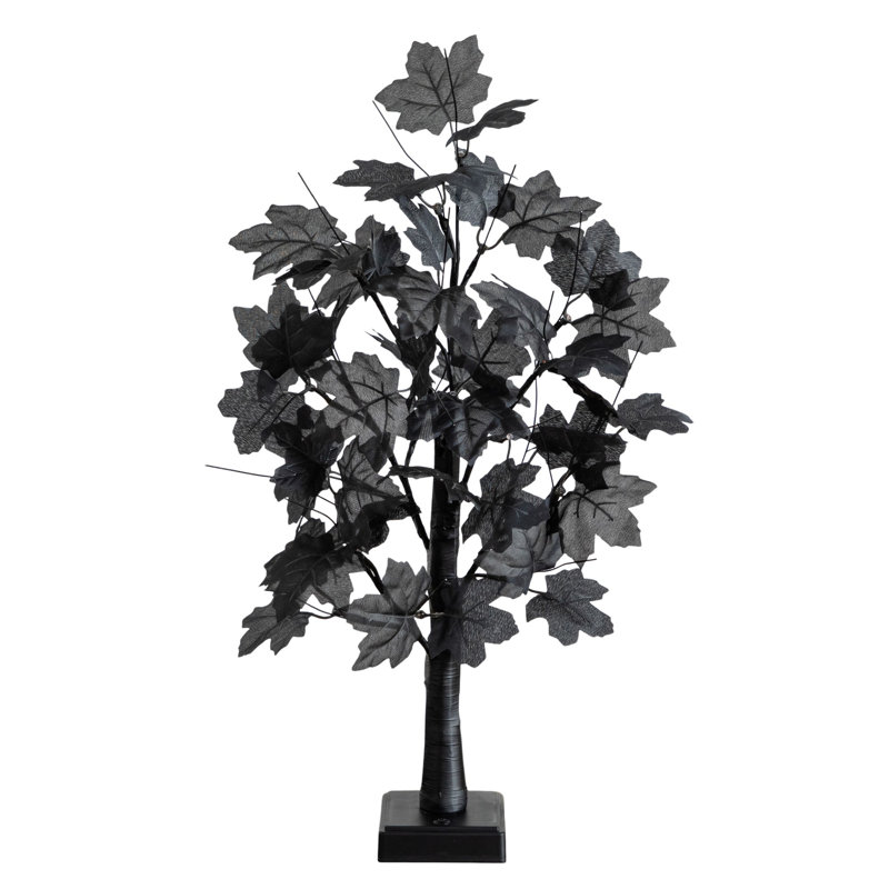 2 pi. Arbre d'érable artificiel pré-éclairé avec 24 lumières DEL orange et mauves