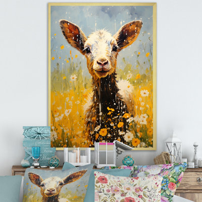 Adorable portrait de chèvre dans un pré I sur toile