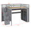 Lit mezzanine multifonctionnel avec garde-robe, poste de travail, rangement et système d'éclairage intégrés-750386658
