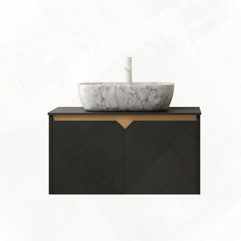 Meuble-lavabo mural avec comptoir sans lavabo et robinet pour l'assemblage