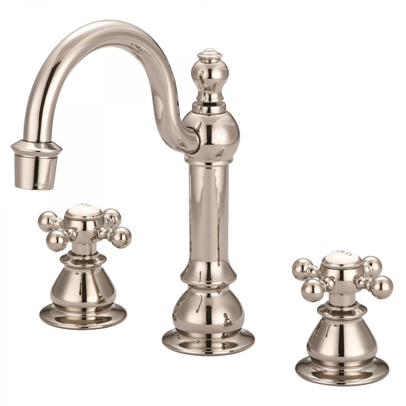2-handle Bathroom Faucet with Drain Assembly, Cross, Brushed Nickel