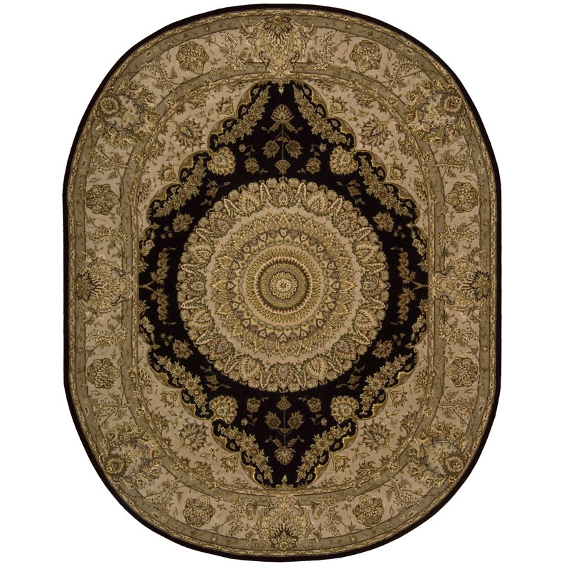 Tapis brun clair en laine touffeté à la main Boothwyn 2000, Ovale 7 pi 6 po x 9 pi 6 po