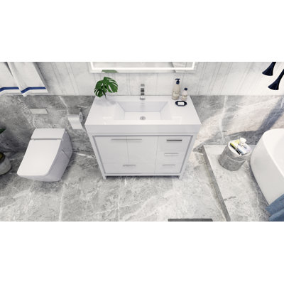 Charmante 41.9'' Single Bathroom Vanity with Acrylic Top