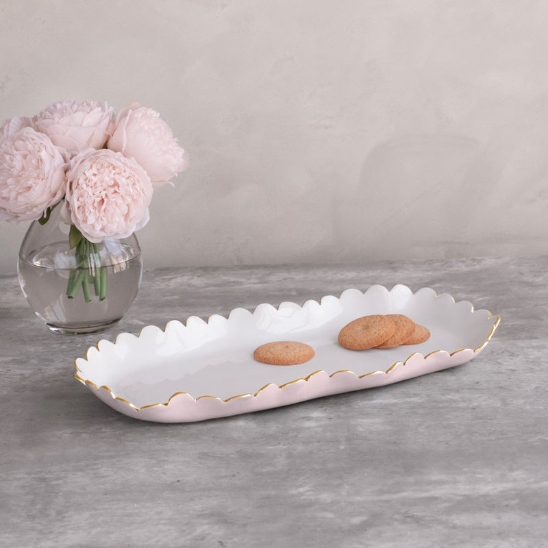 Beatriz Ball Encanto Aluminum Tray, Camélia; blanc