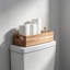 Plateau de salle de bain en bois d'acacia naturel avec poignées pour articles de toilette et accessoires, 16,5 x 6 x 3,8 po