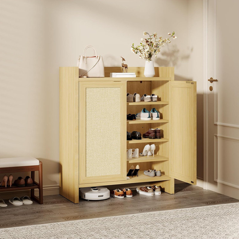 16 Pair Shoe Storage Cabinet, Beige