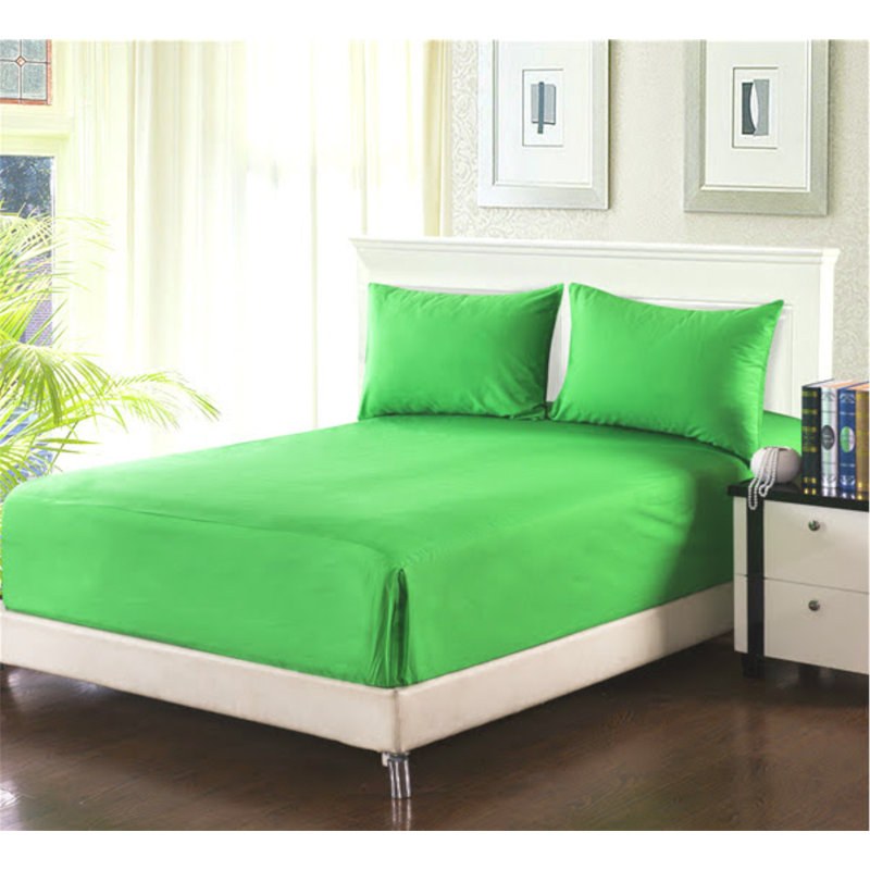 Tache 100% Cotton Fitted Sheet, Twin, Dark Green