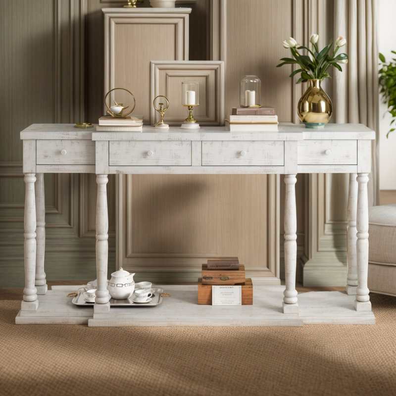 Barthelemy 63.01'' Console Table, Antique White
