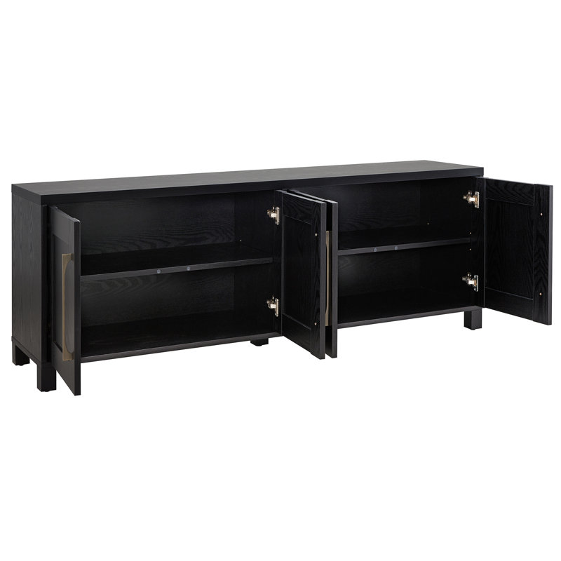 Acorn Oaks Unfinished TV Stand for TVs up to 75", Black Grain