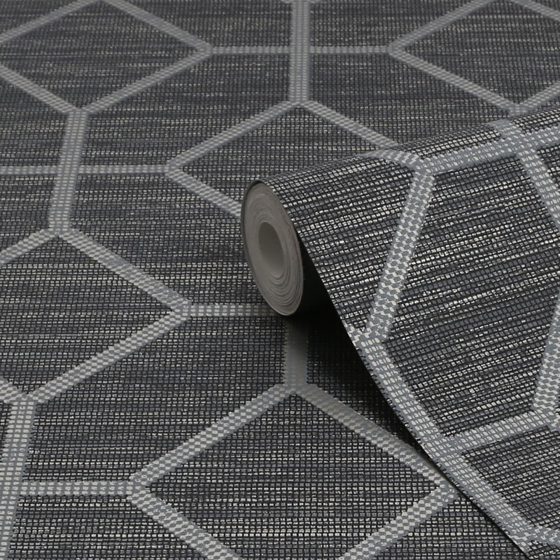 Boutique Asscher Geometric Wallpaper, Grey