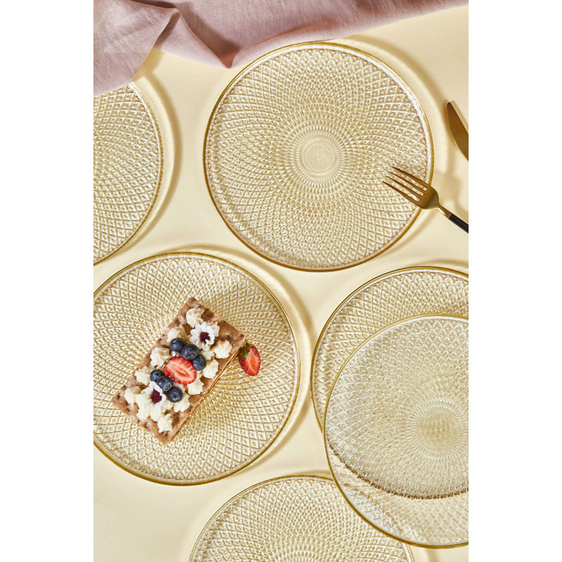 Elegant Dessert Plate Set (6 Pieces), 8.3 inches, 100% Glass, Transparent | Perfect for Serving Cakes, Pastries & Desserts | Stylish Design, Ideal for Parties & Special Occasions, Hand Wash Recommended