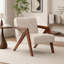 Chaise d'appoint Mid-Century moderne avec structure en bois et revêtement en lin doux-1516836360
