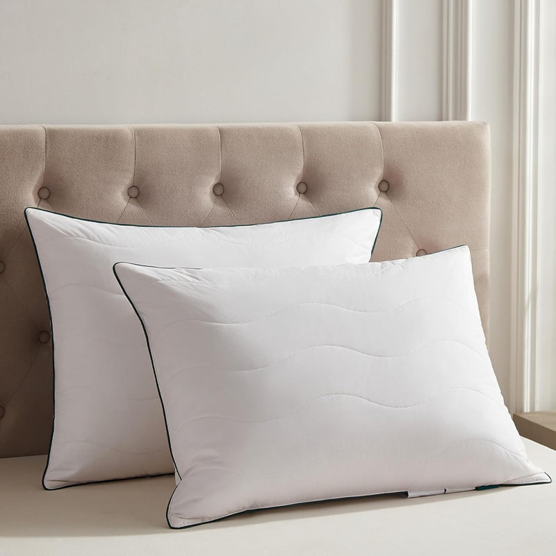 Luxury  Goose Feather  Pillows With Cotton Cover, Soft  Support Pillow (Set of 2), King