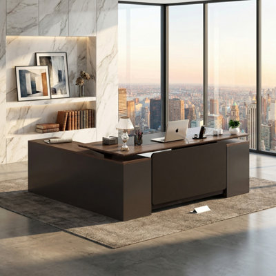Electric Height Adjustable L‑Shaped Executive Desk 78″ with Cable Management & Power Station