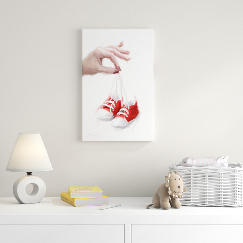 « baby red boots », art sur toile, H 19 po x l 12 po x P 2 po