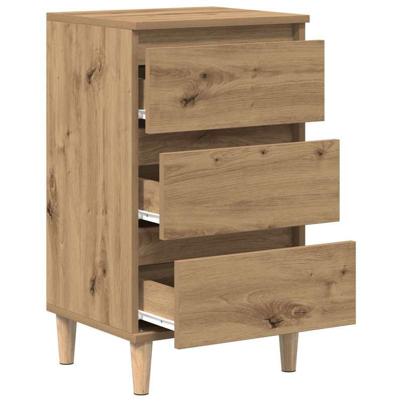 Bedside Cabinet Reclaimed Wood Medium Bedside Table, Artisan Oak