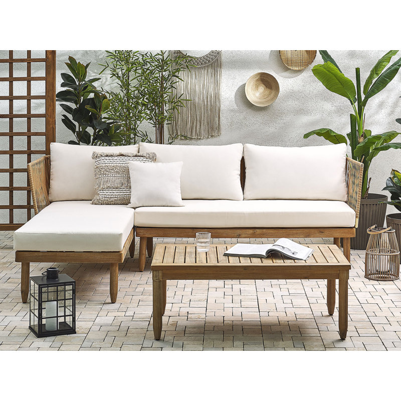 Dixon Solid Wood 4 - Person Seating Group with Cushions