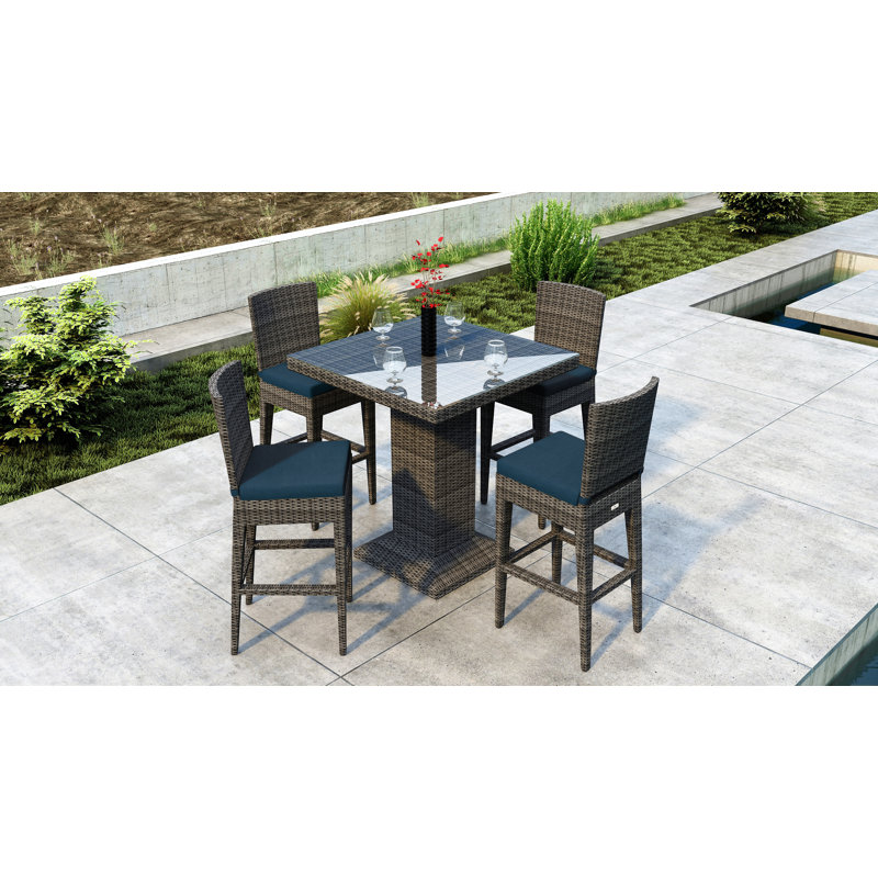 Ballu 4 - Person Patio Dining Set with Square Table, Spectrum Indigo Sunbrella®