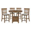 Ensemble de salle à manger brun à hauteur de comptoir 5 pièces Table ronde extensible ovale et chaises-1427447634