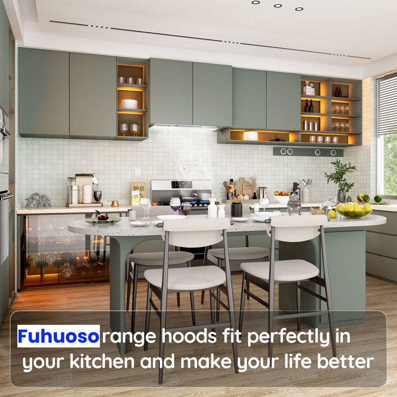 Fuhuoso 30 in. 900 CFM Convertible Insert Range Hood with Remote,Touch Control LCD,Long-term Warranty in Stainless Steel