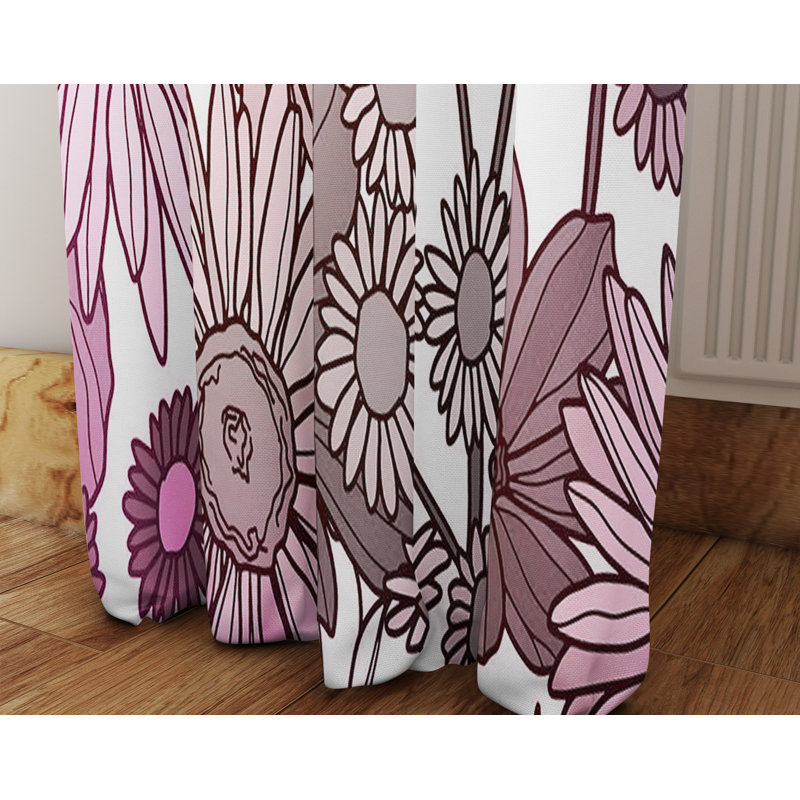 Panneau de rideau simple semi-transparent floral, L 20 po x L 52 po