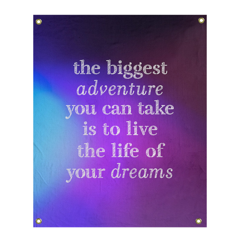 Tapisserie en polyester, le plus grand témoignage de citation adventure, H 59 pi x l 50 po, Bleu / Mauve