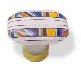 (5 Pack) 1-7/16 inch Geo Art Knob with Brass Base