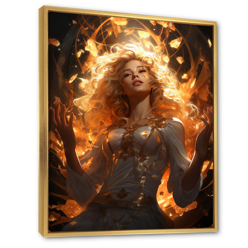«Powerful Superhero I» sur toile, Cadre flottant doré, H 20 po x l 12 po x P 1 po