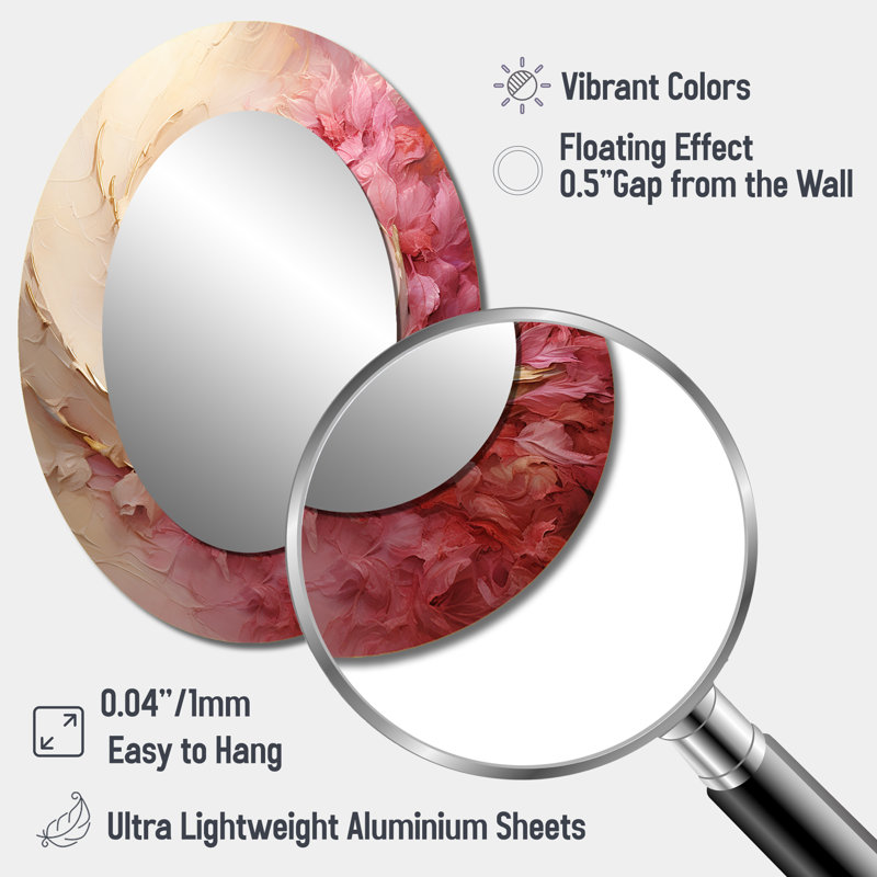 Miroir mural beige et rose, 40 po x 30 po