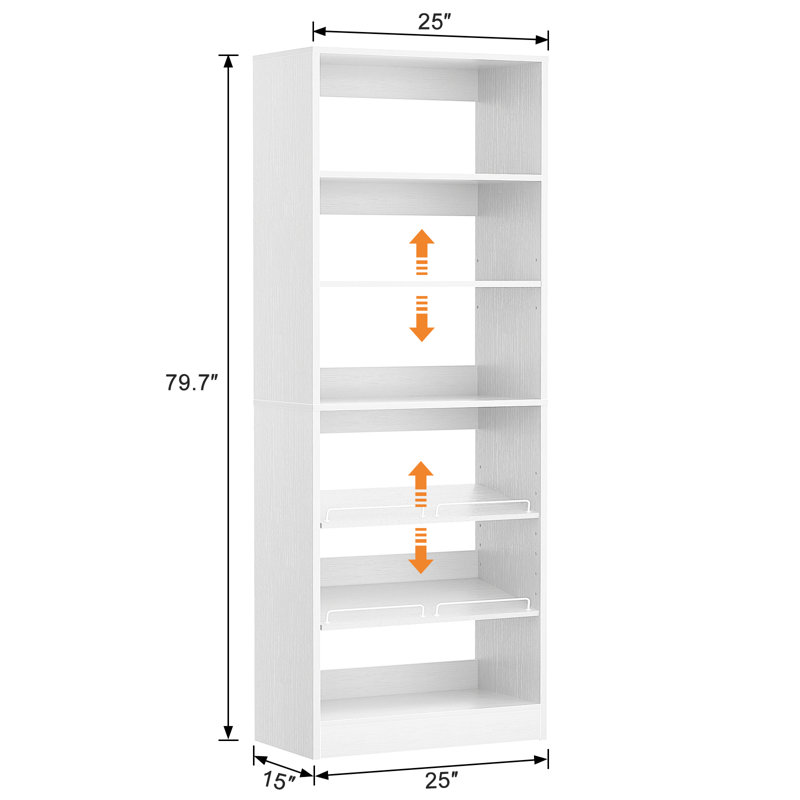 Akaylia Freestanding Closet Organizer With Adjustable Shoe Shelves, White