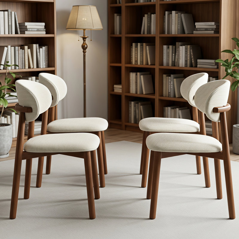 Chaise de salle à manger d'appoint en bois massif rembourrée
