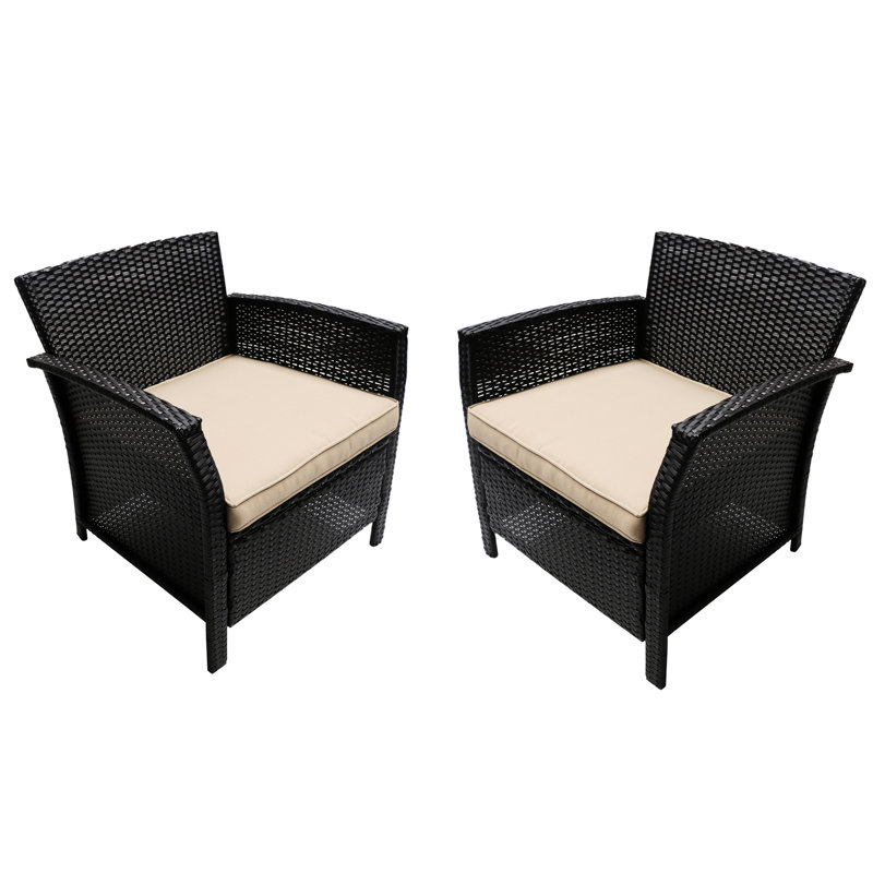 Outdoor St Chairs ( Of 2) - Pe With Iron Brown + Tan Stylish (2) & Seating