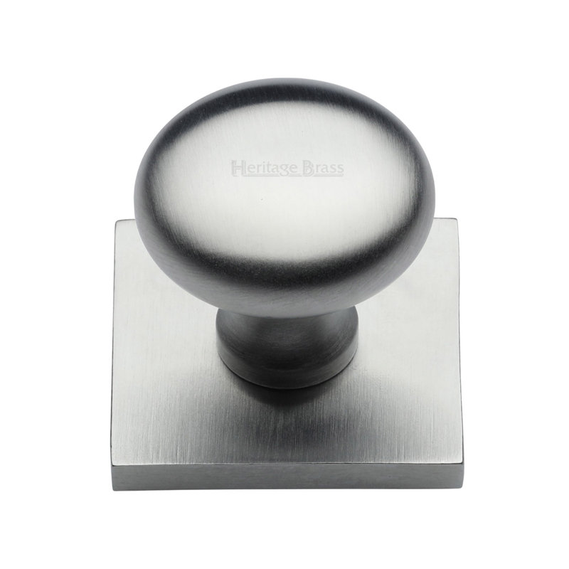 Heritage Brass Cabinet Knob Victorian Round Design with Square Backplate