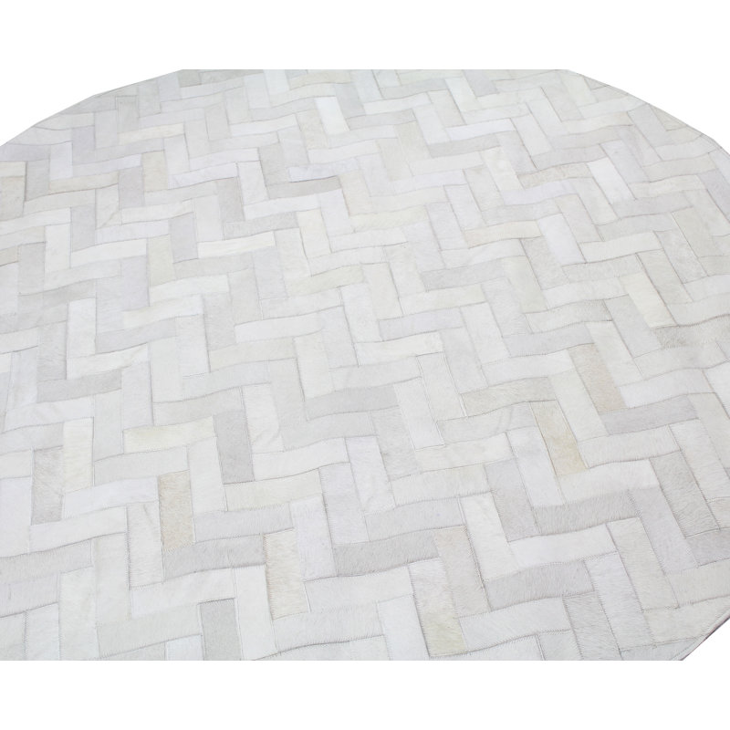 Marsha Striped Handmade Flatweave Cream Area Rug, Round 6'