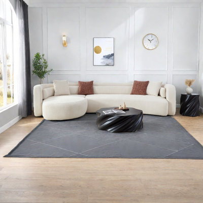 Canapé modulaire moderne surdimensionné avec structure en bois massif et canapé beige clair