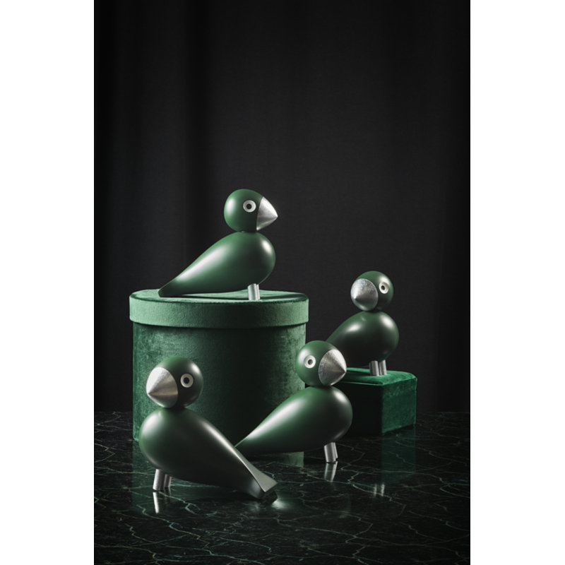 Songbird Ernst Figurine, 6.1" H x 6.3" W x 3.1" D, Green/Silver, 1