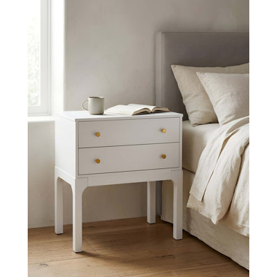 Modern 2-Drawer Nightstand with Gold Hardware