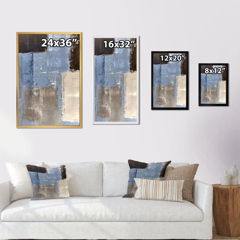 «Blue Meets Brown Abstract Art III» - Décoration murale moderne et contemporaine sur toile, H 12 po x l 8 po x P 1 po