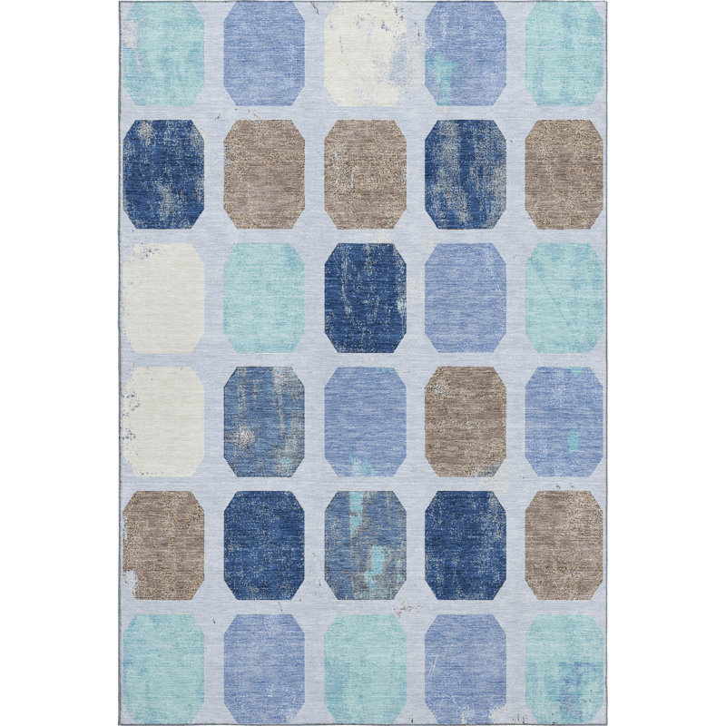 Premium Machine Washable Mayfield AMF1950 Geometric Rug, Rectangle 10' x 14'