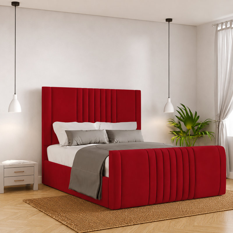 Bennit Upholstered Ottoman Storage Bed, Small Double (4'), Red