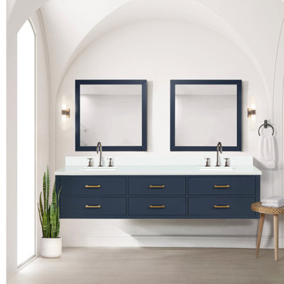 Meuble-lavabo double 84 po X P 22 po D, plateau en marbre de culture et ensemble de robinet