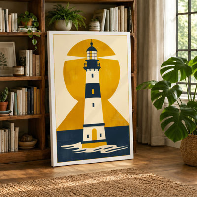Lighthouse at Sunrise Coastal - Wrapped Canvas