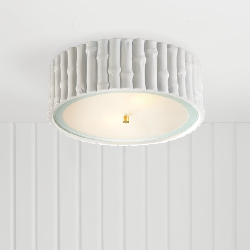 Alexa Hampton Frank Small Flush Mount, Plaster White, 2 - Lights, 4.75" H x 11.25" W x 11.25" D