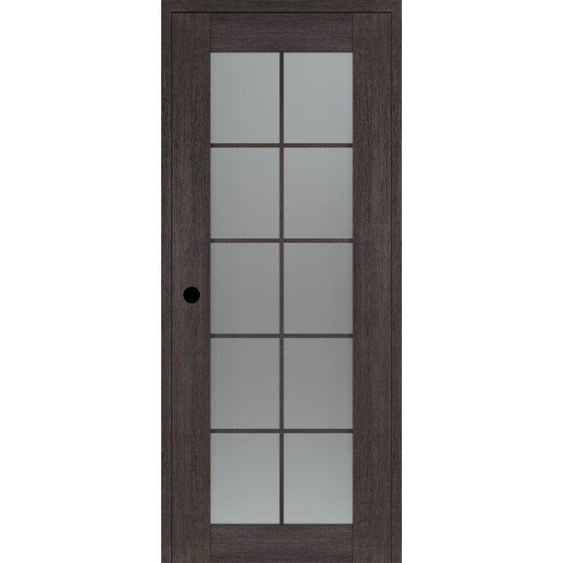 Porte standard préfinie en bois manufacturé et vitré Avon 10 Lite, 29,75 po x 79,37 po, Chêne Veralinga, À droite