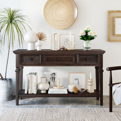 Junior Retro Console Table with Drawers & Open Bottom Shelf